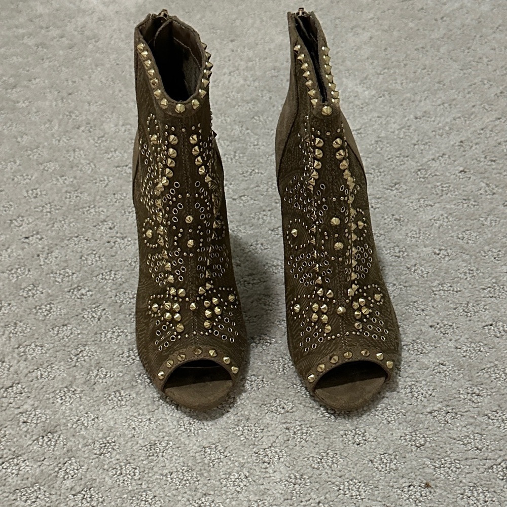 Nine West Studded Brown Ankle Boots